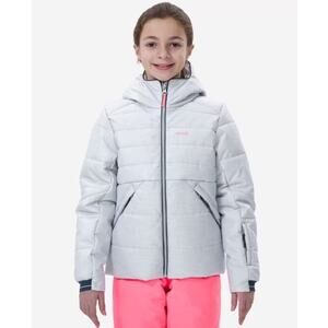 WEDZE Kids' warm waterproof padded Insulated ski jacket Grey Hooded Sz 150/US 12